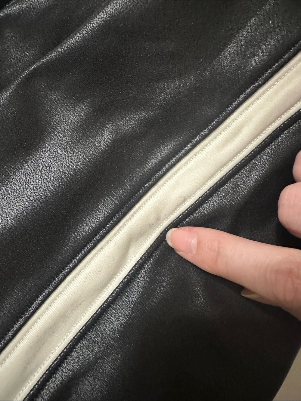 SPANX Black Striped Faux Leather Leggings - Picture 5 of 6